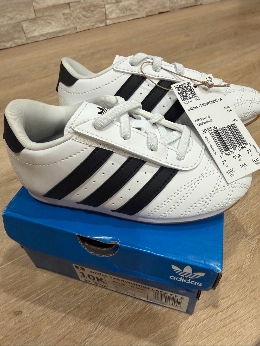 adidas Kids White & Black Taekwondo Sneakers